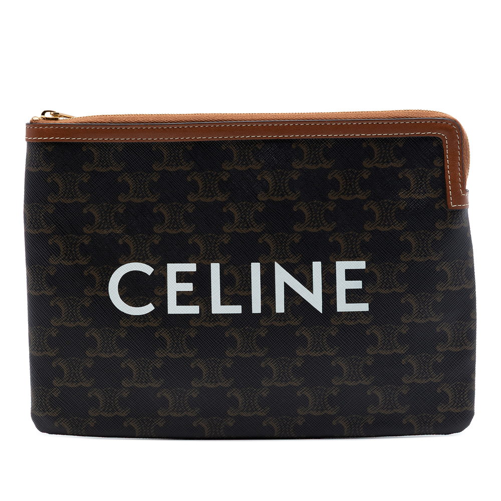 Pre-Loved Celine Small Triomphe Coated Canvas Clutch